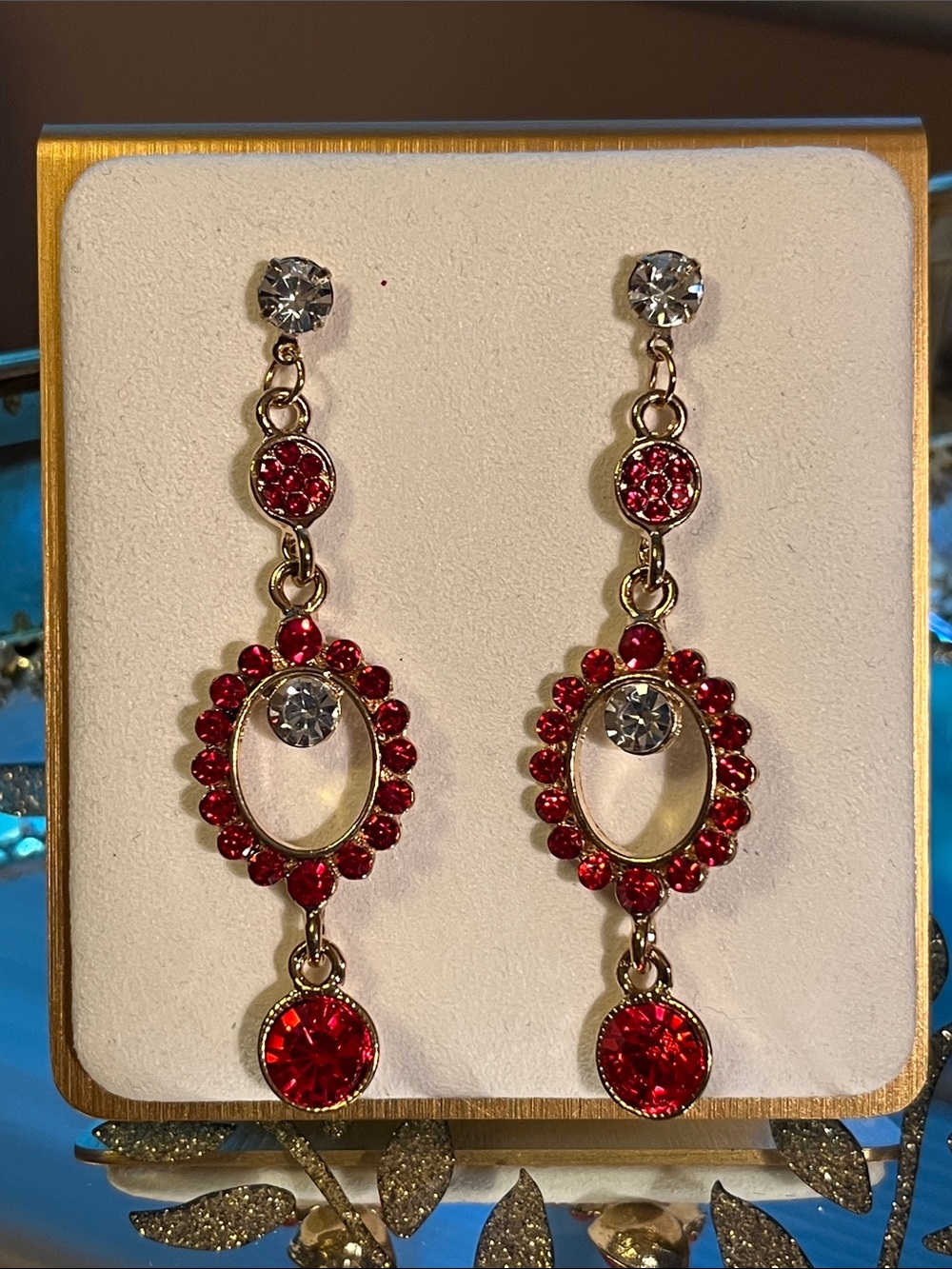 Ruby Red Crystal Earrings
